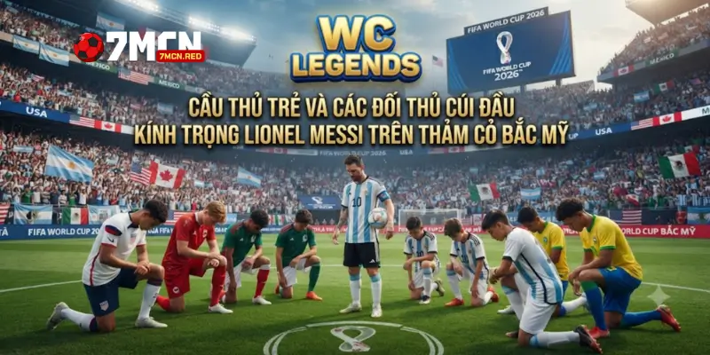 Cầu thủ trẻ và các đối thủ cúi đầu kính trọng Lionel Messi trên thảm cỏ Bắc Mỹ