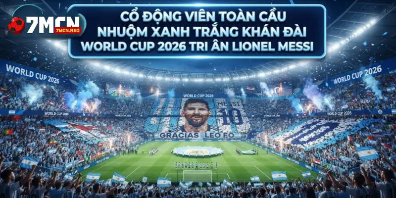 Cổ động viên toàn cầu nhuộm xanh trắng khán đài World Cup 2026 tri ân Lionel Messi