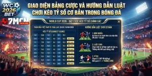 Giao diện bảng cược và hướng dẫn luật chơi kèo tỷ số cơ bản trong bóng đá