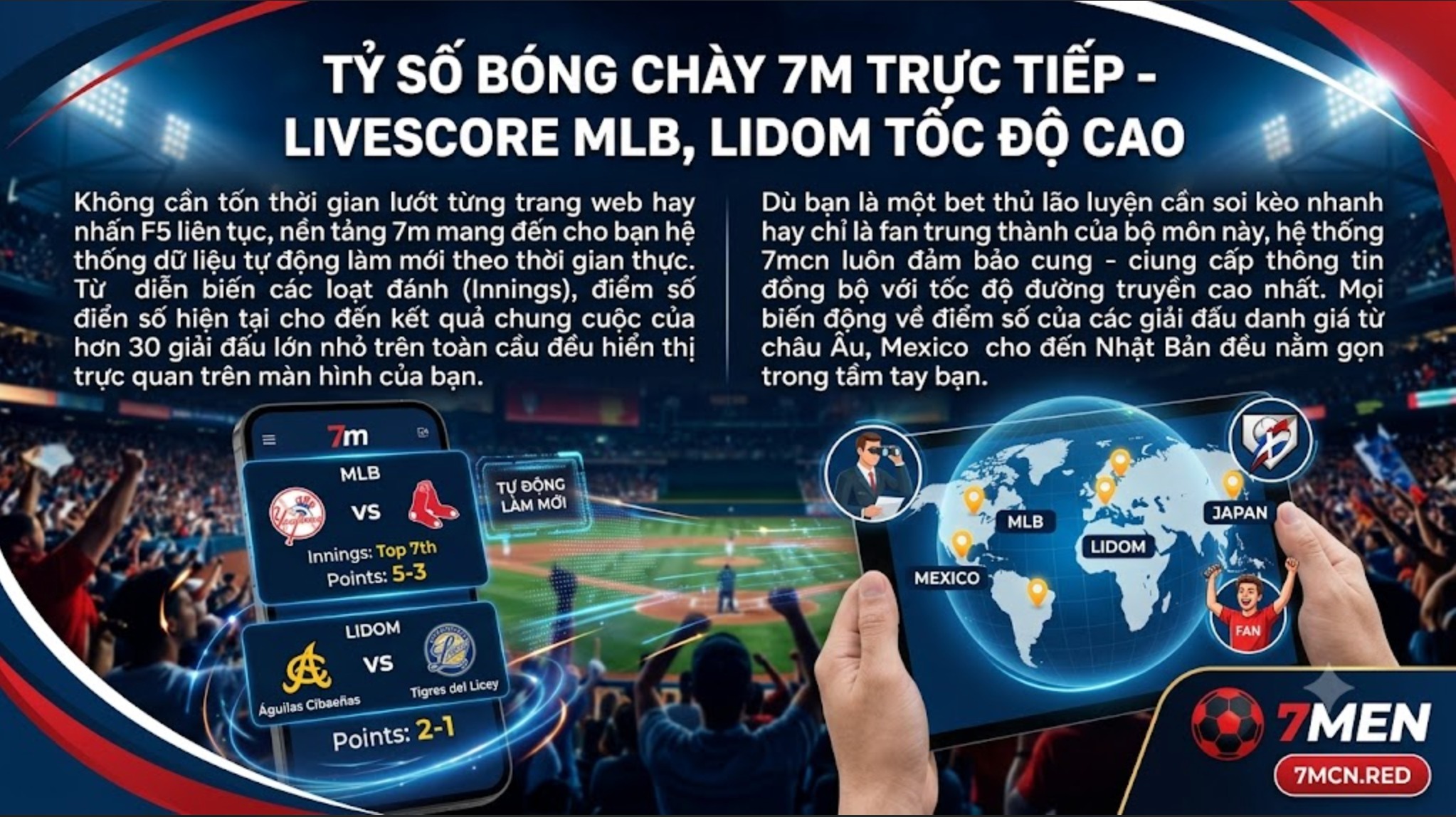 Tỷ Số Bóng Chày 7M Trực Tiếp - Livescore MLB, LIDOM Tốc Độ Cao